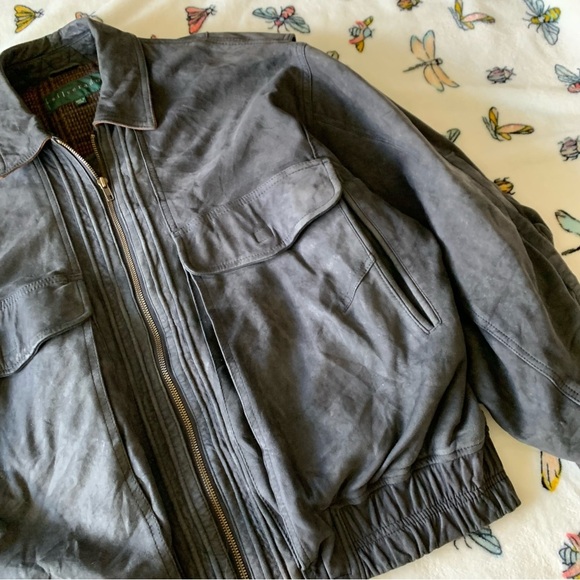 Vintage Overland Silverado Leather Bomber Jacket Blanket Lined Wool Pilot Flight - Picture 2 of 15